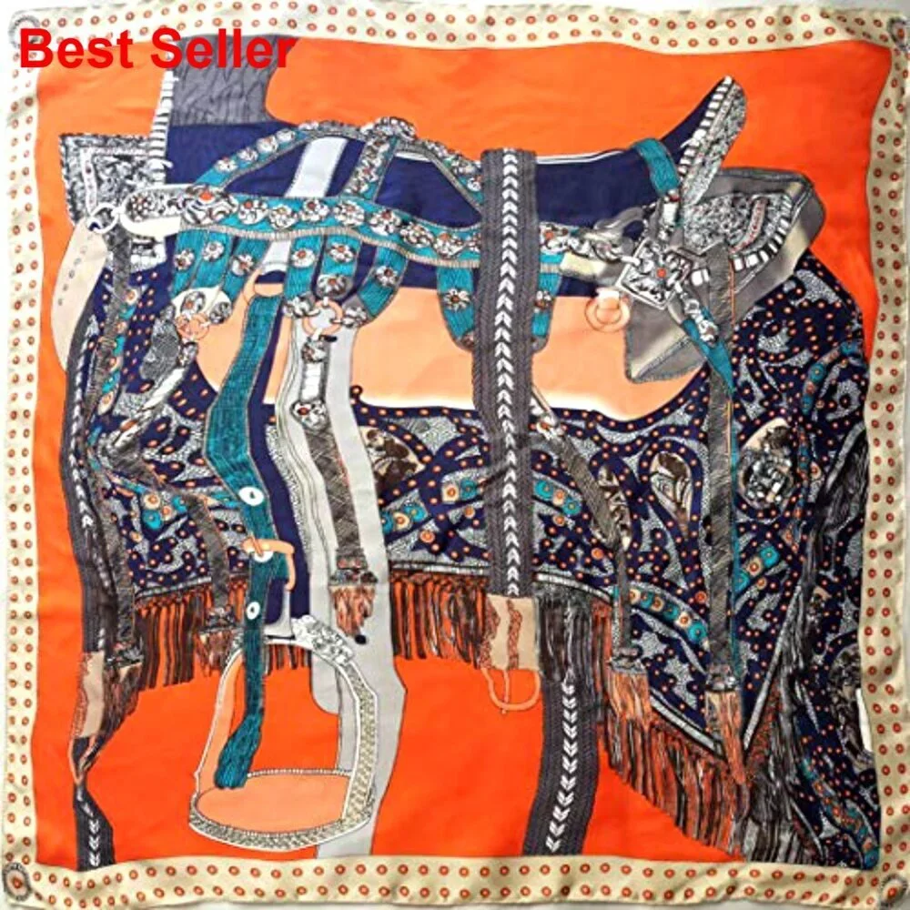 Silk Feeling Scarf Medium Square Satin Head Scarf for Women